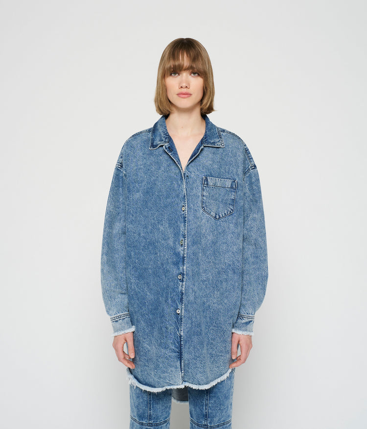 flowy denim shirt | blue denim