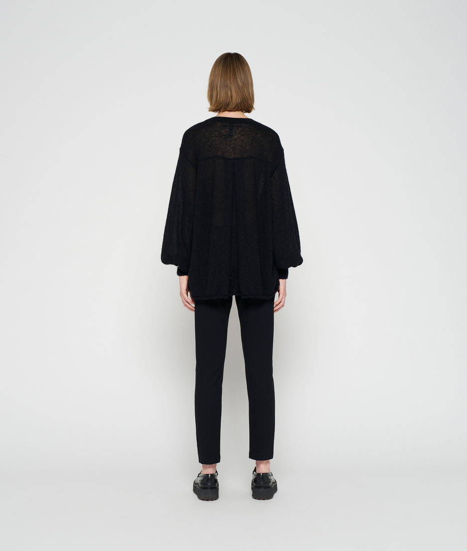 thin alpaca knit blouse | black