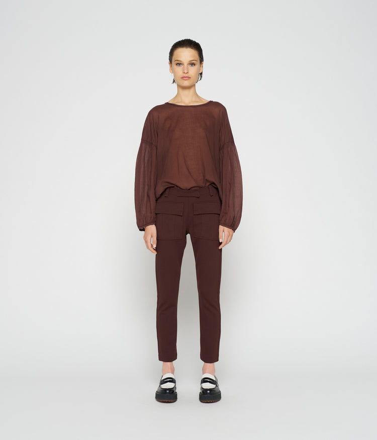 balloon sleeve blouse | aubergine