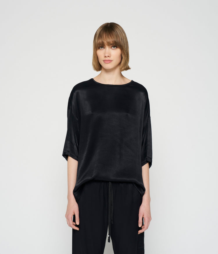 satin blouse | black