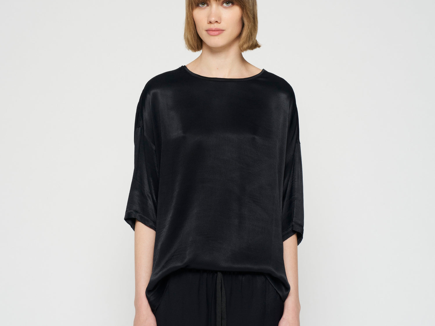 satin blouse | black