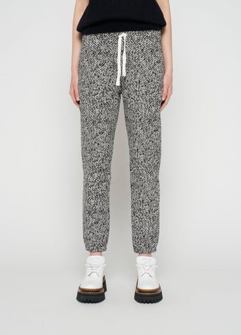 cropped jogger herringbone | black