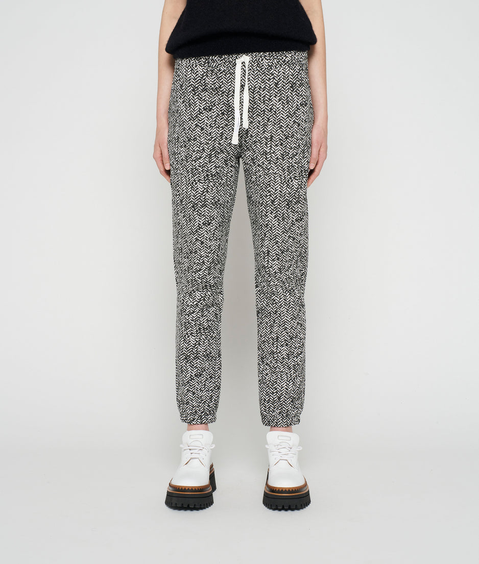 cropped jogger herringbone | black