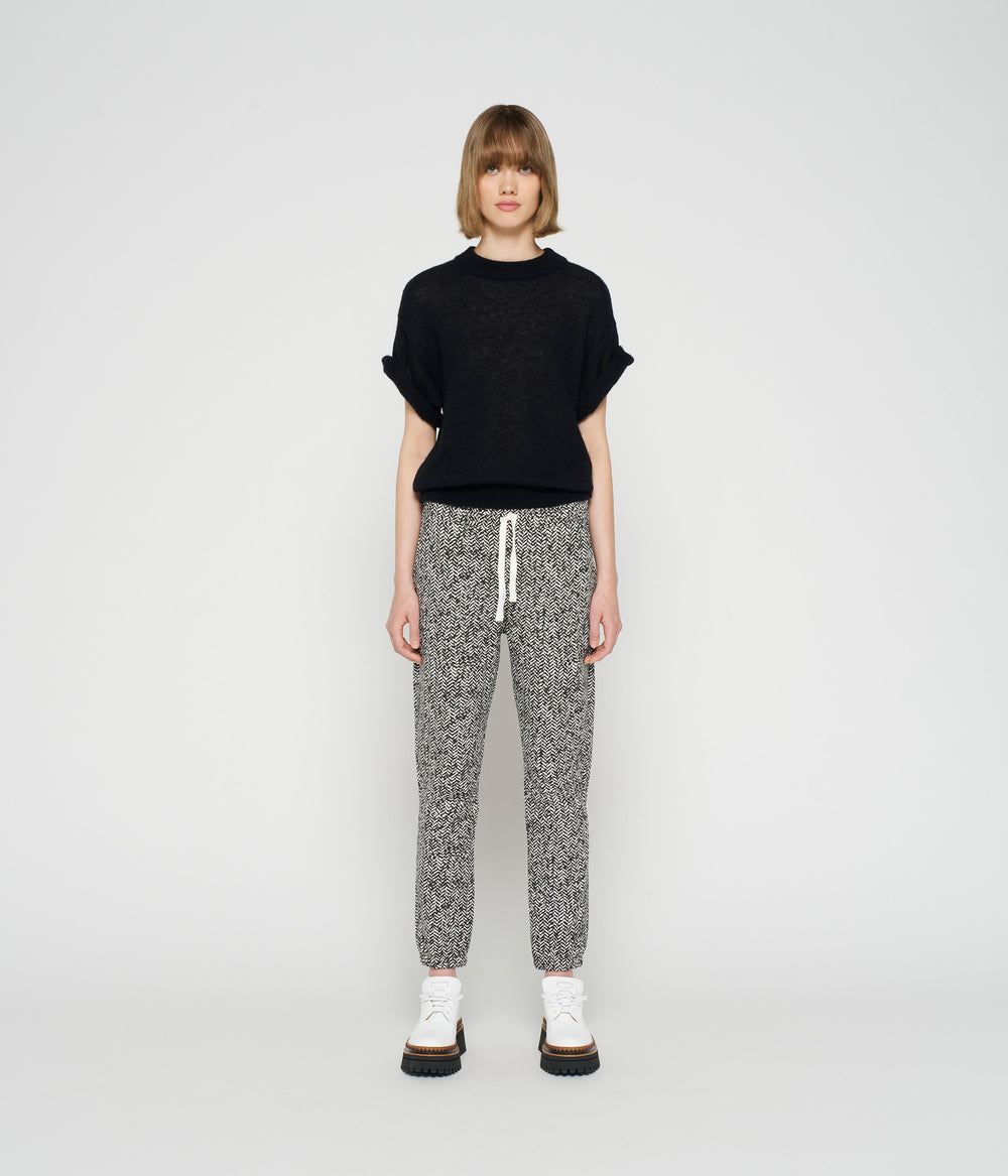 cropped jogger herringbone | black