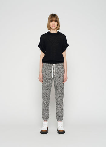 cropped jogger herringbone | black