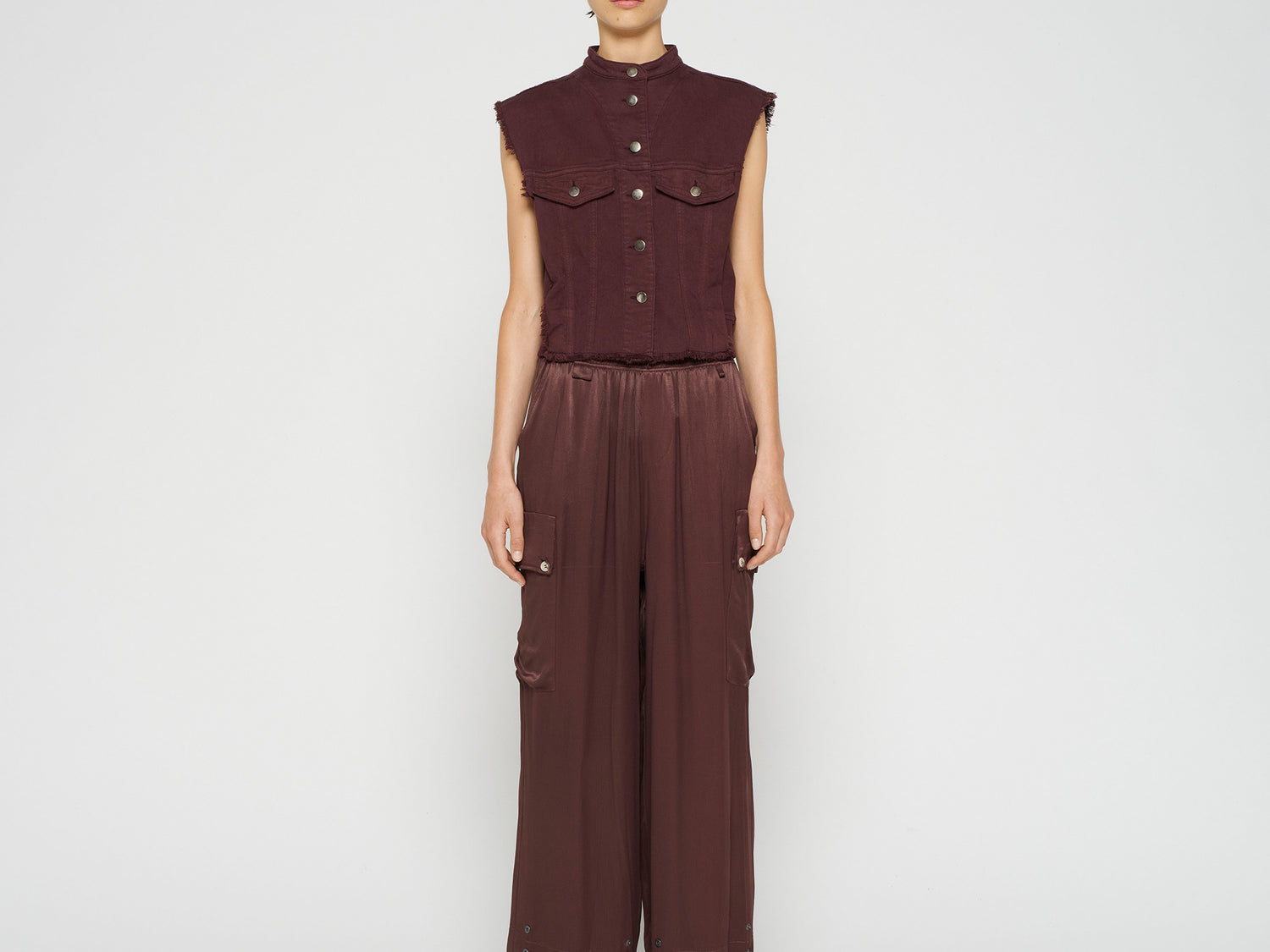 utility pants satin | aubergine