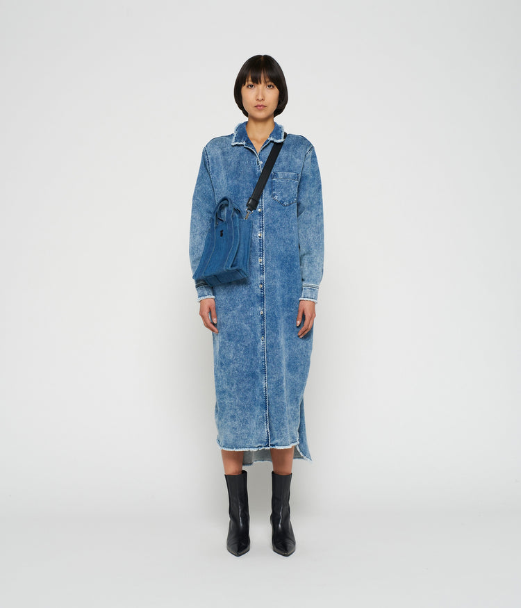 shirt dress jog denim | blue denim
