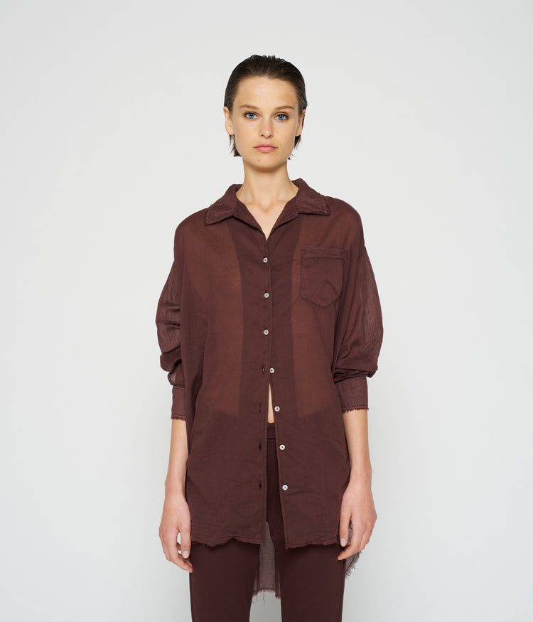 boxy blouse voile | aubergine