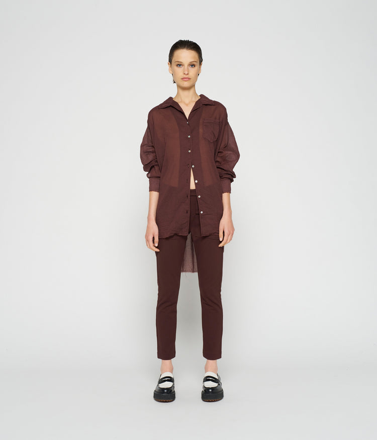 boxy blouse voile | aubergine