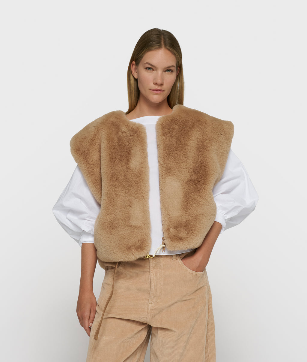 mouwloos fluffy vest | grey mango