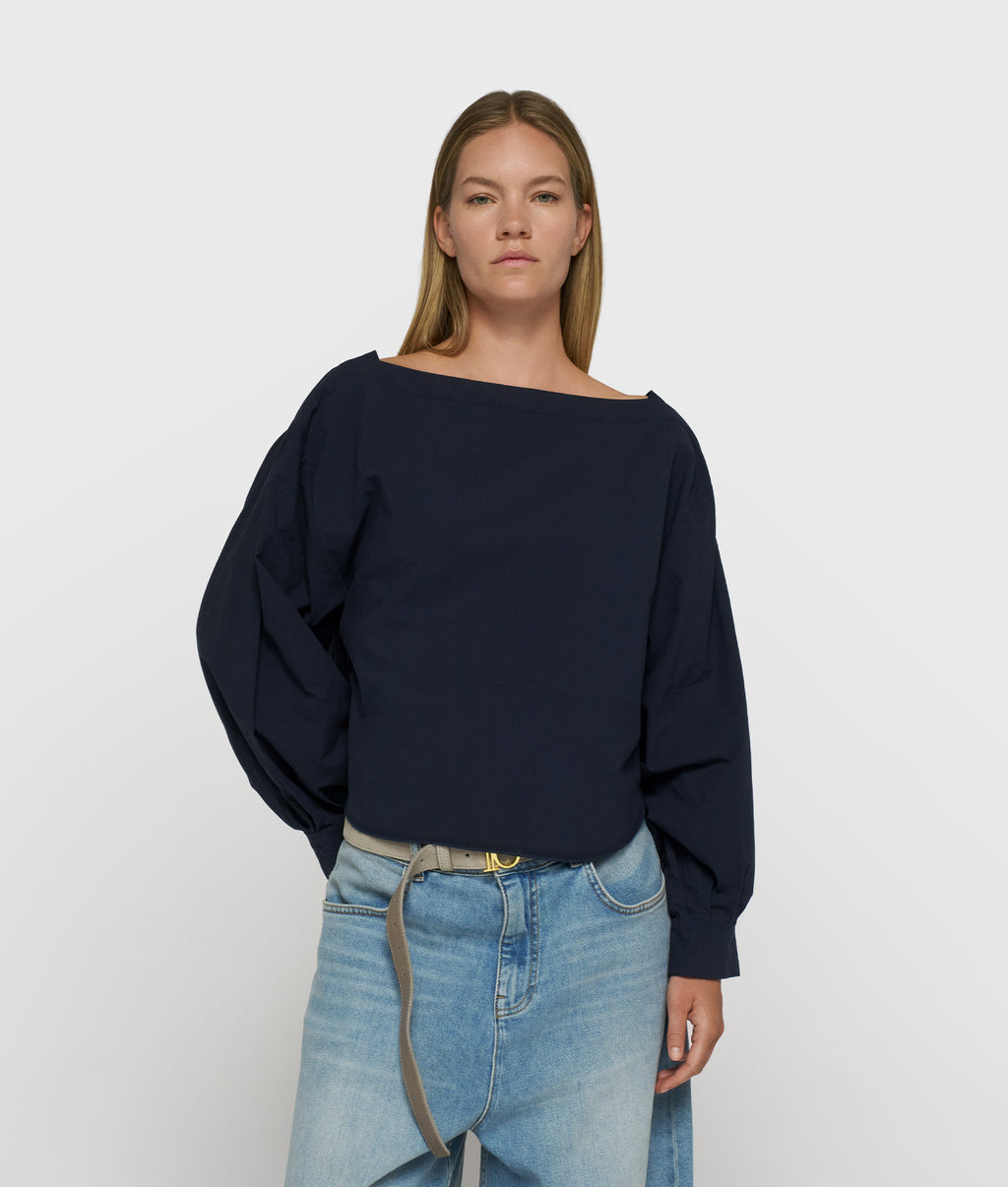 boatneck blouse poplin | night sky