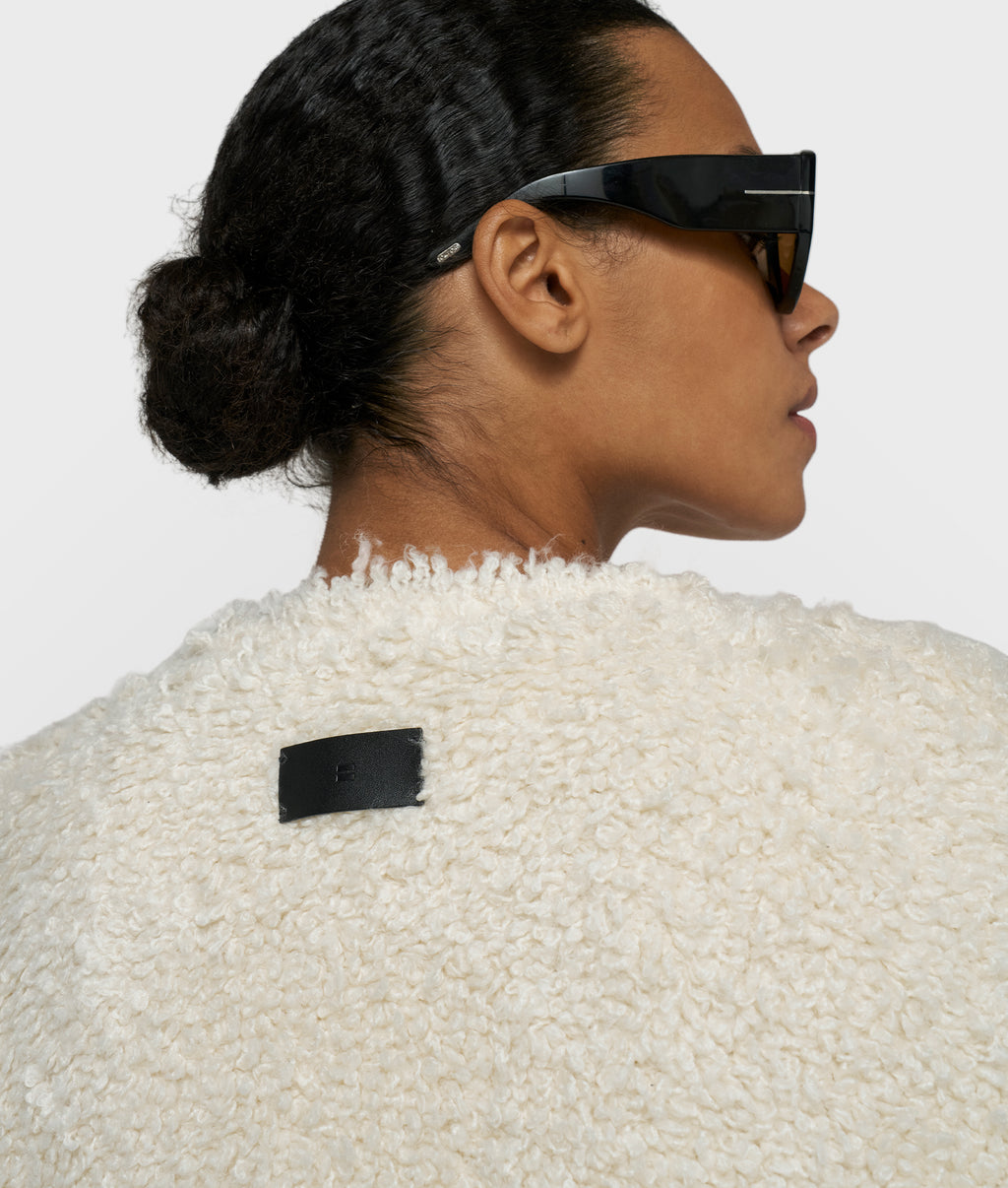 loop knit cardigan | ecru