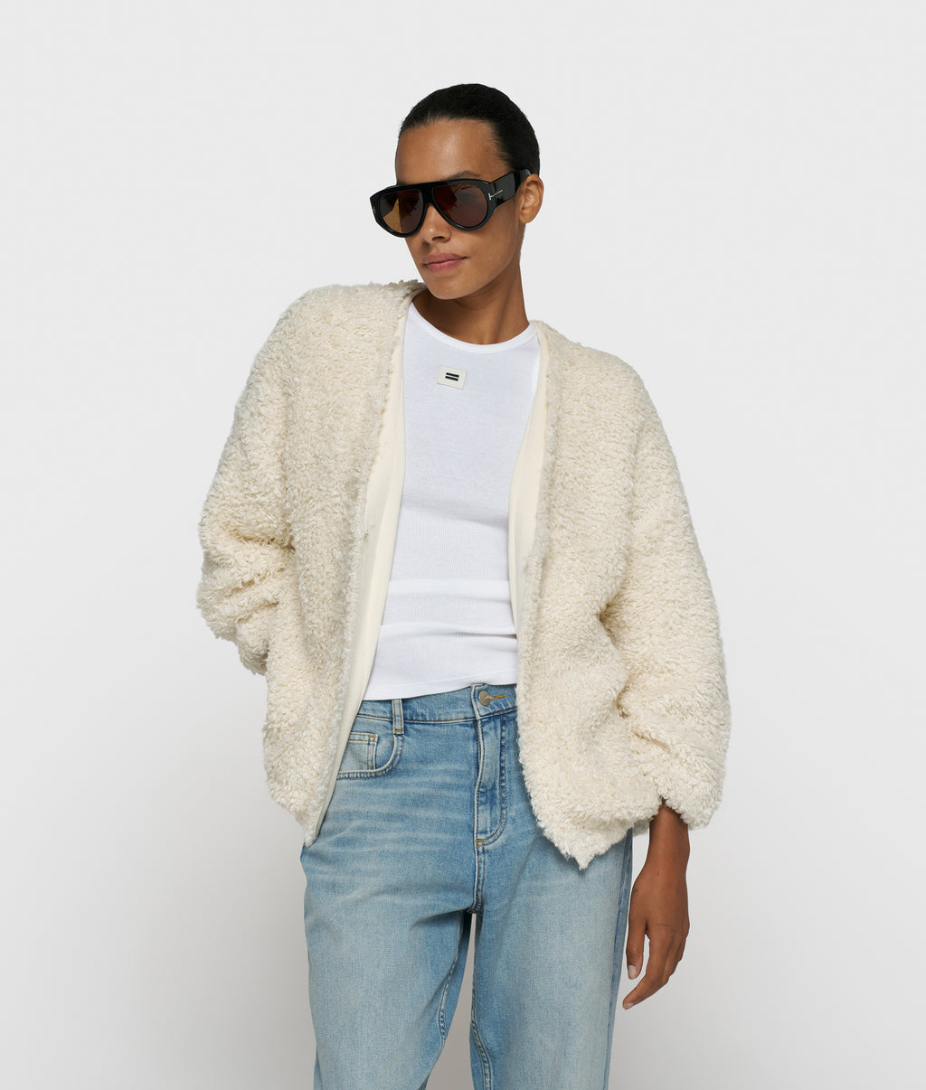 loop knit cardigan | ecru