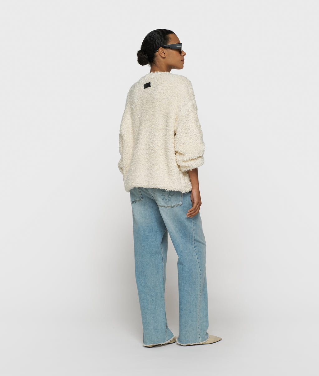 loop knit cardigan | ecru