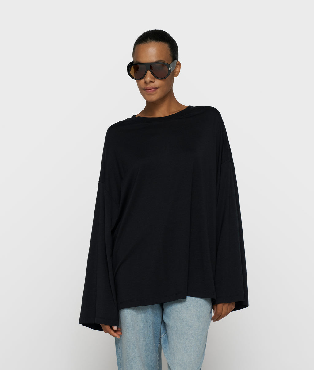 chique T-shirt met lange mouwen | black