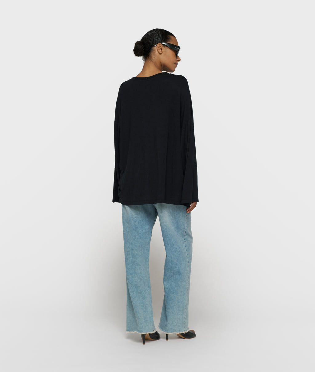 chique T-shirt met lange mouwen | black