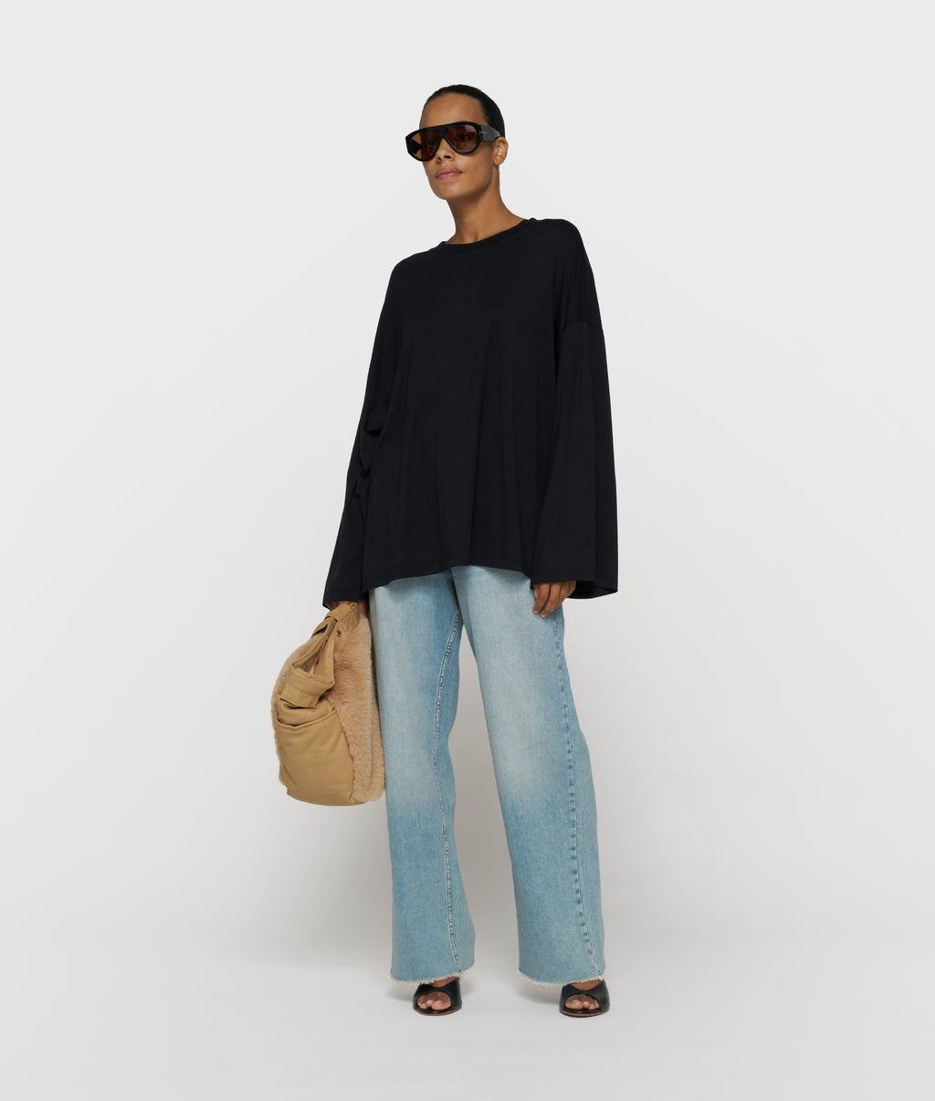 chique T-shirt met lange mouwen | black