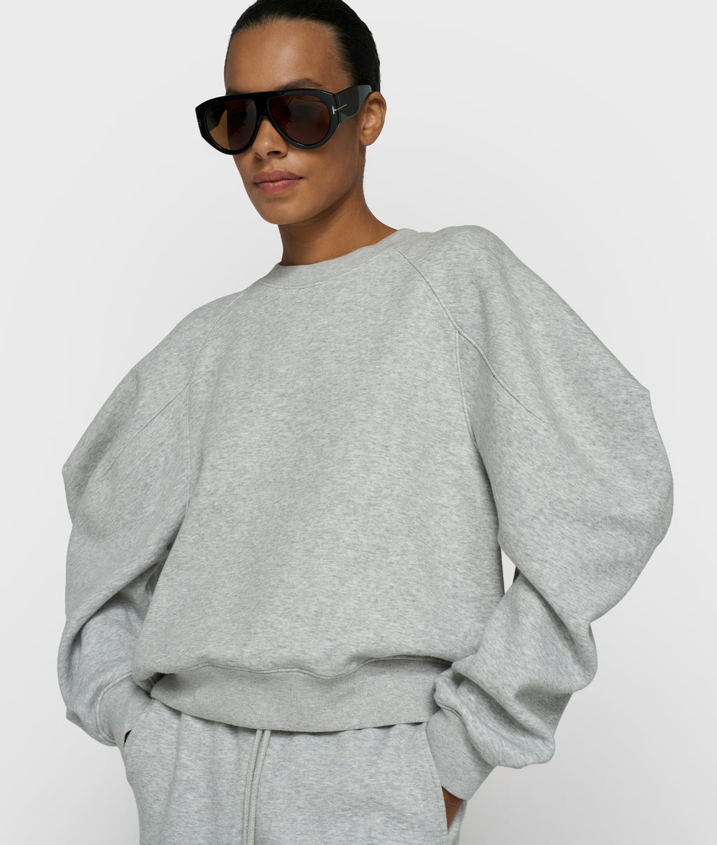 puff sleeve sweater neoprene | light grey melee