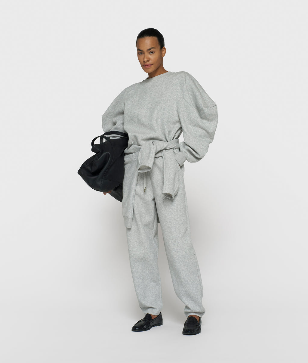 puff sleeve sweater neoprene | light grey melee