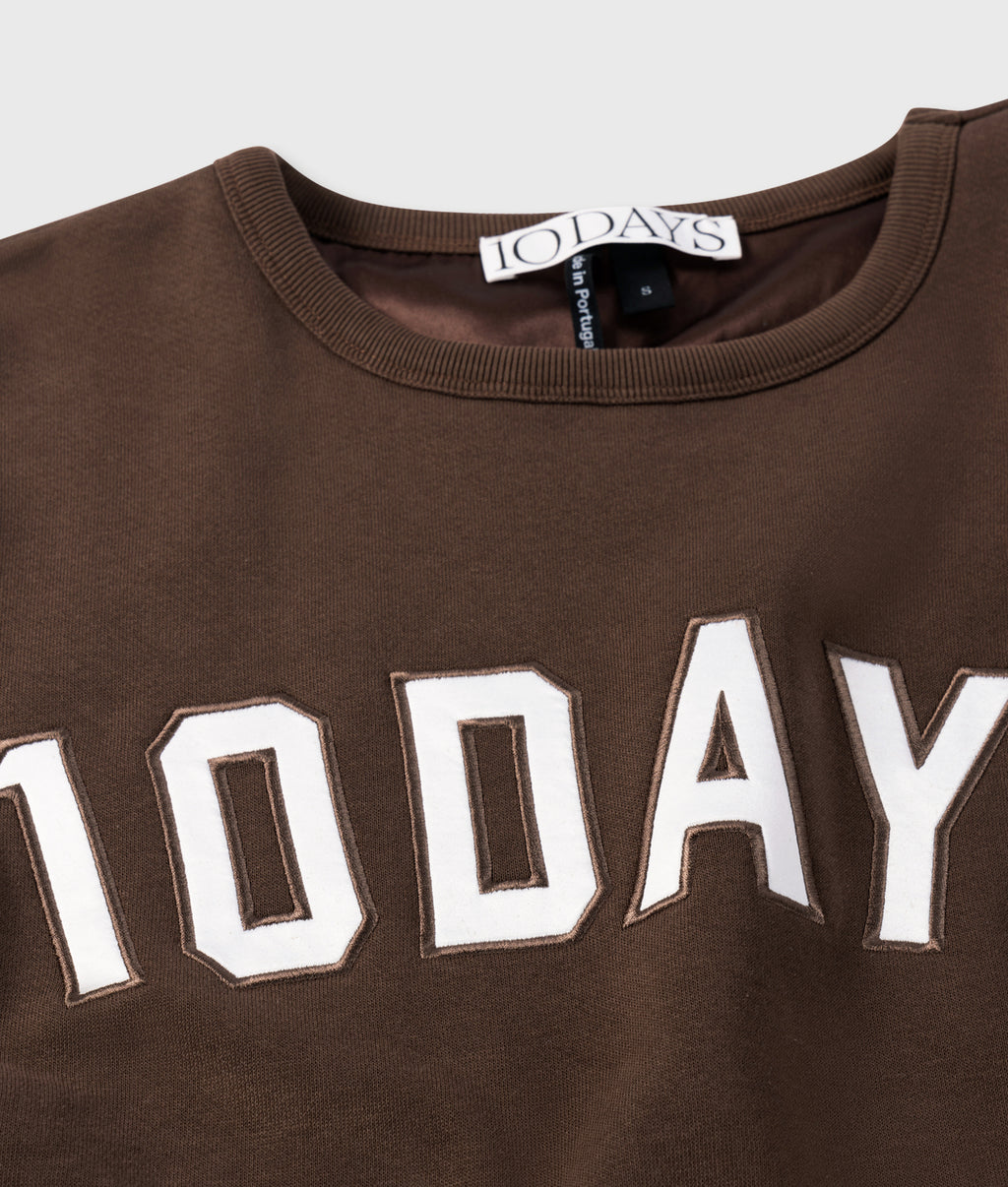 statement sweater met logo | brown