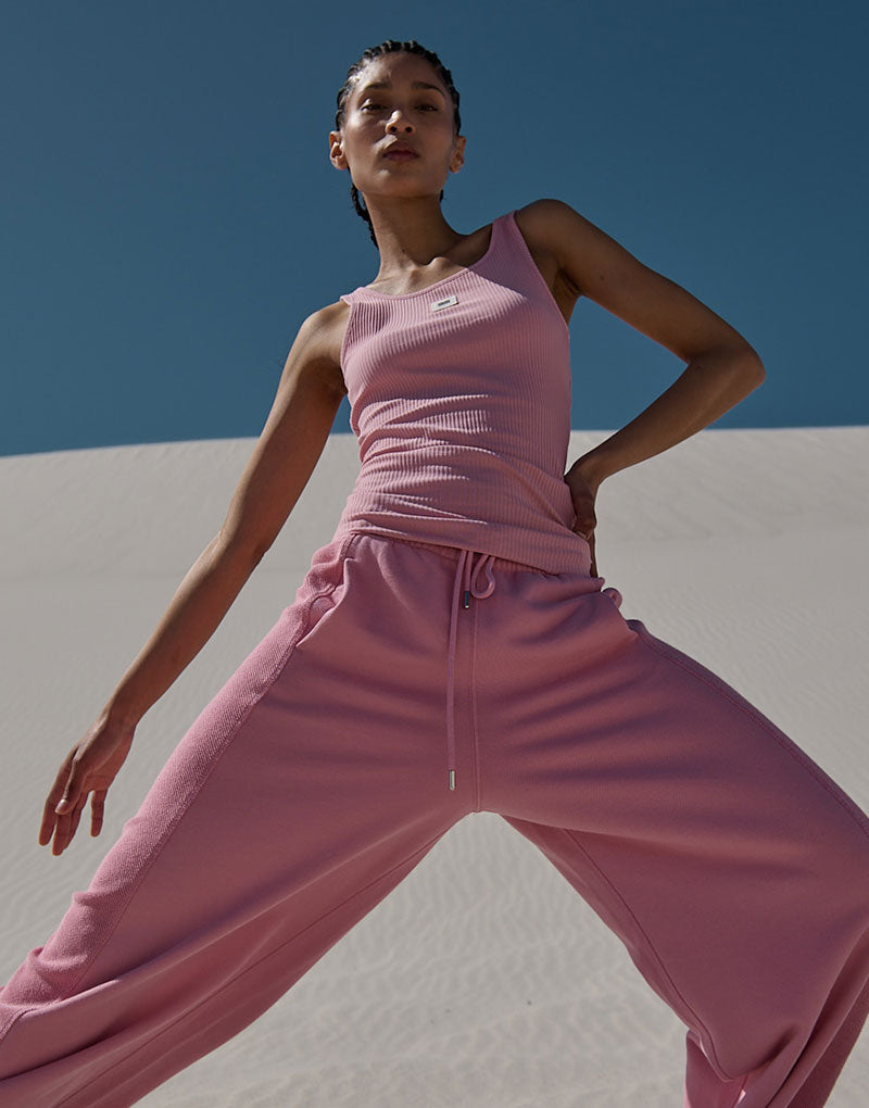 Singlet with matching jogger in raspberry colour.