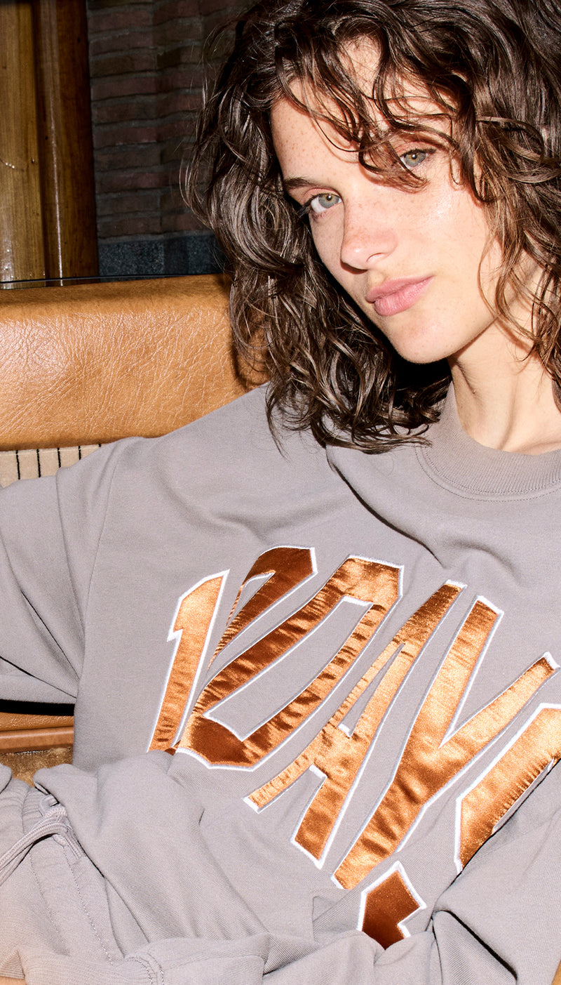 Moonrock coloured sweater with satin details